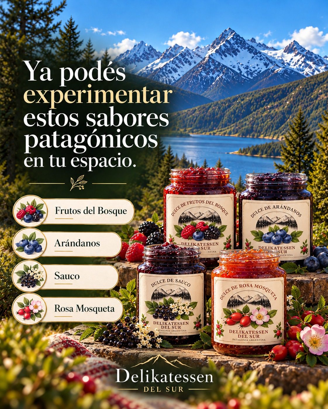 Ya podés experimentar estos sabores patagónicos en tu espacio: Frutos del Bosque, Arándanos, Sauco y Rosa Mosqueta